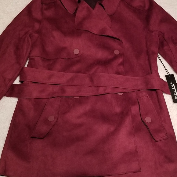 Fashion Nova Jackets & Coats Fashionnova Burgundy Suede Belted